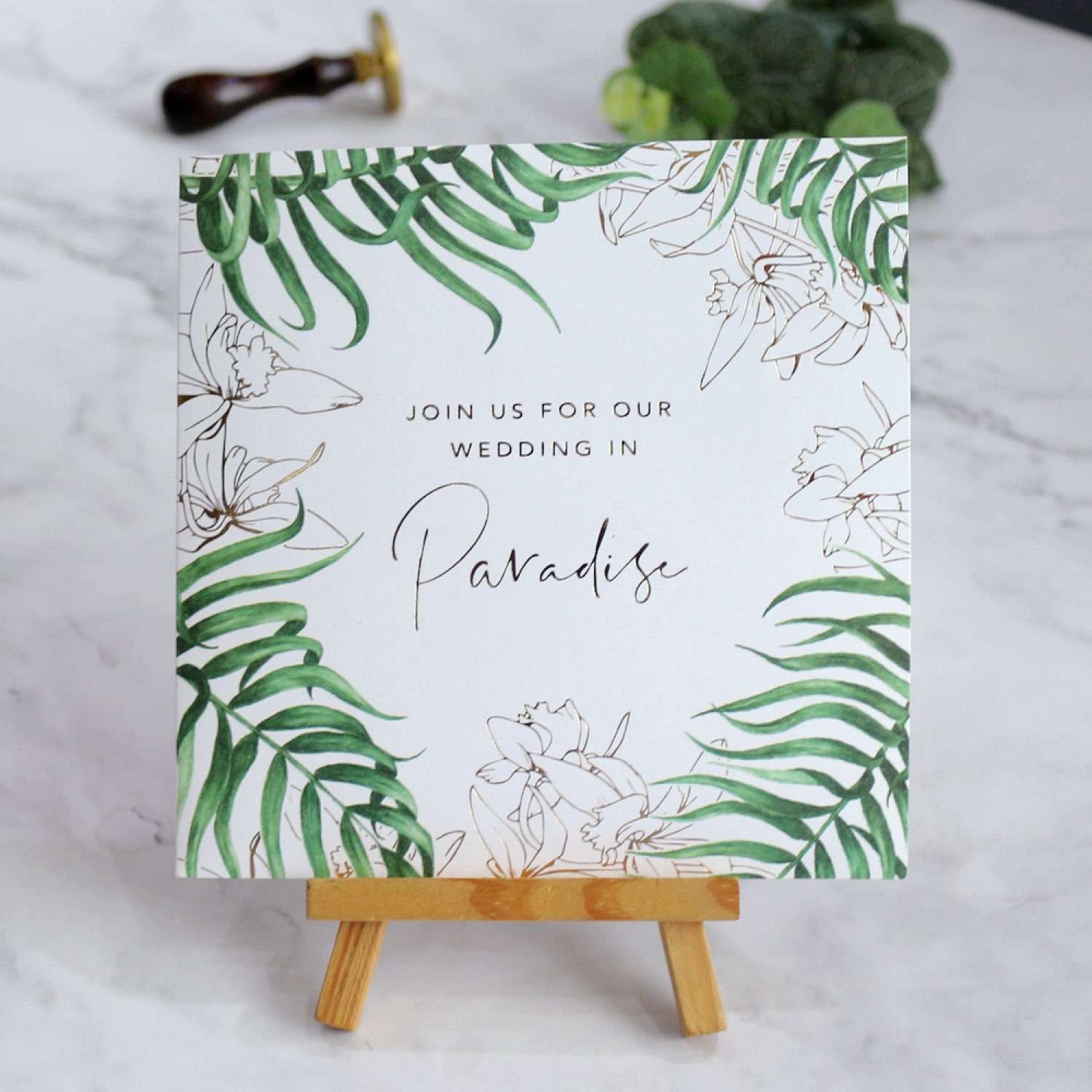 Green Invitation Square Card Wedding Invitation Card Customized Foiling Card 